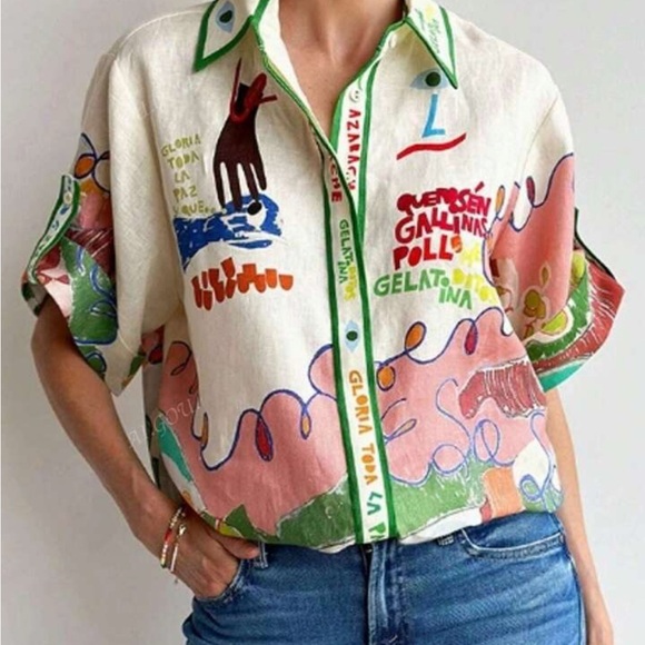 Colorful Graphic Button-Up Shirt - Picture 3 of 4